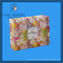 Bolsa de papel con estampado de flores para cosméticos (CMG-MAY-045)